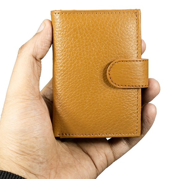 Automatic POP-UP, RFID Blocking Slim LEATHER ID Credit Card Holder - Picture 7 of 11